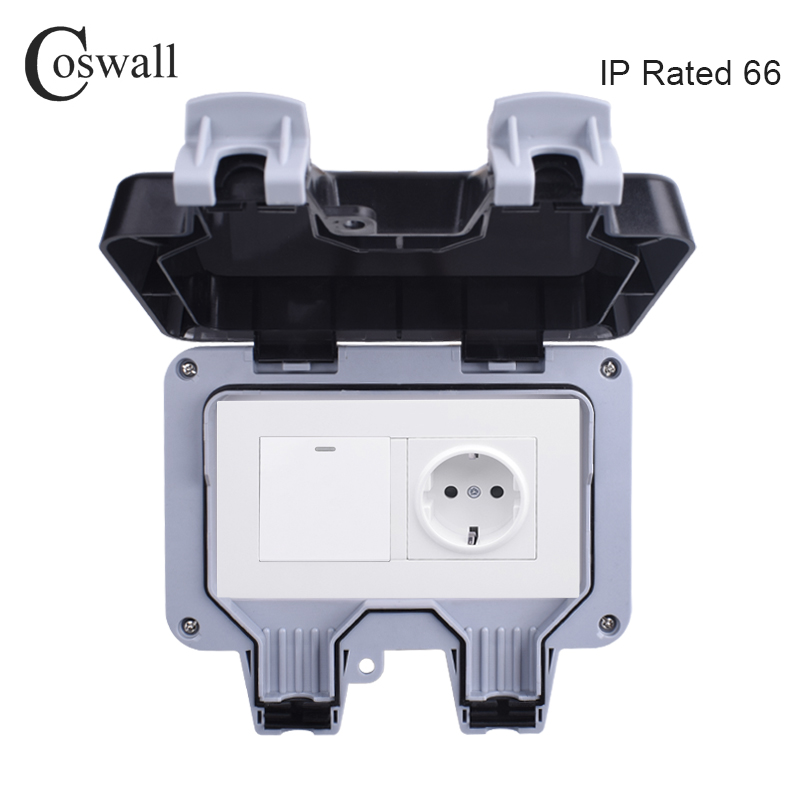 Outdoor Lighting With Outlet - Coswall Soket Daya Dinding Luar Ruangan