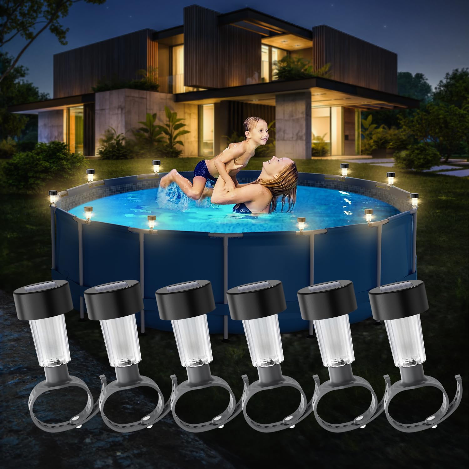 Pond Light Submersible - 6 paket bingkai lampu kolam tenaga